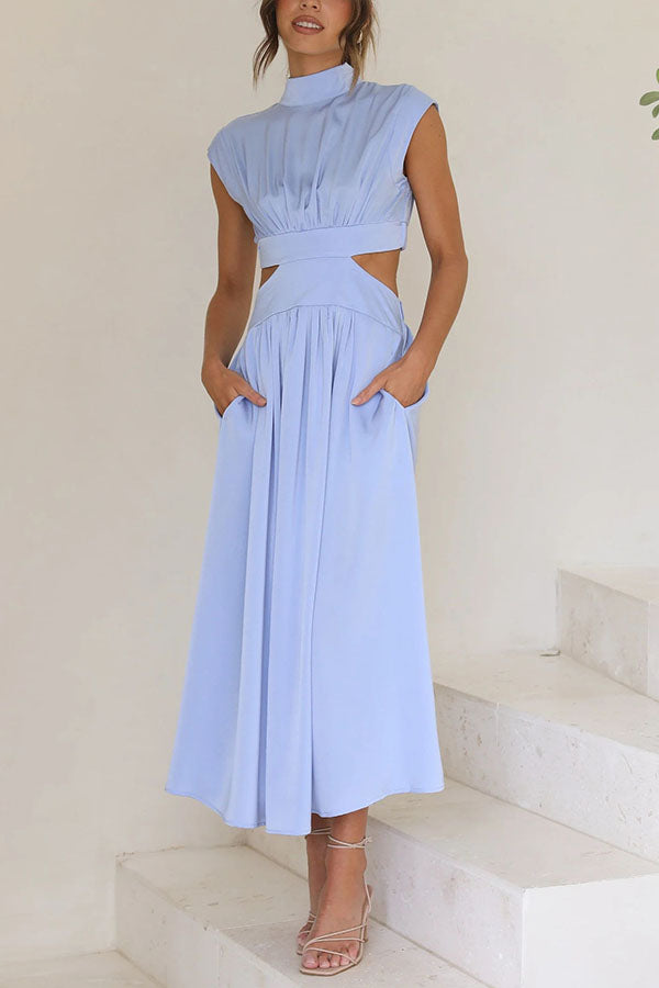 Quincy | Robe midi avec découpe et poches