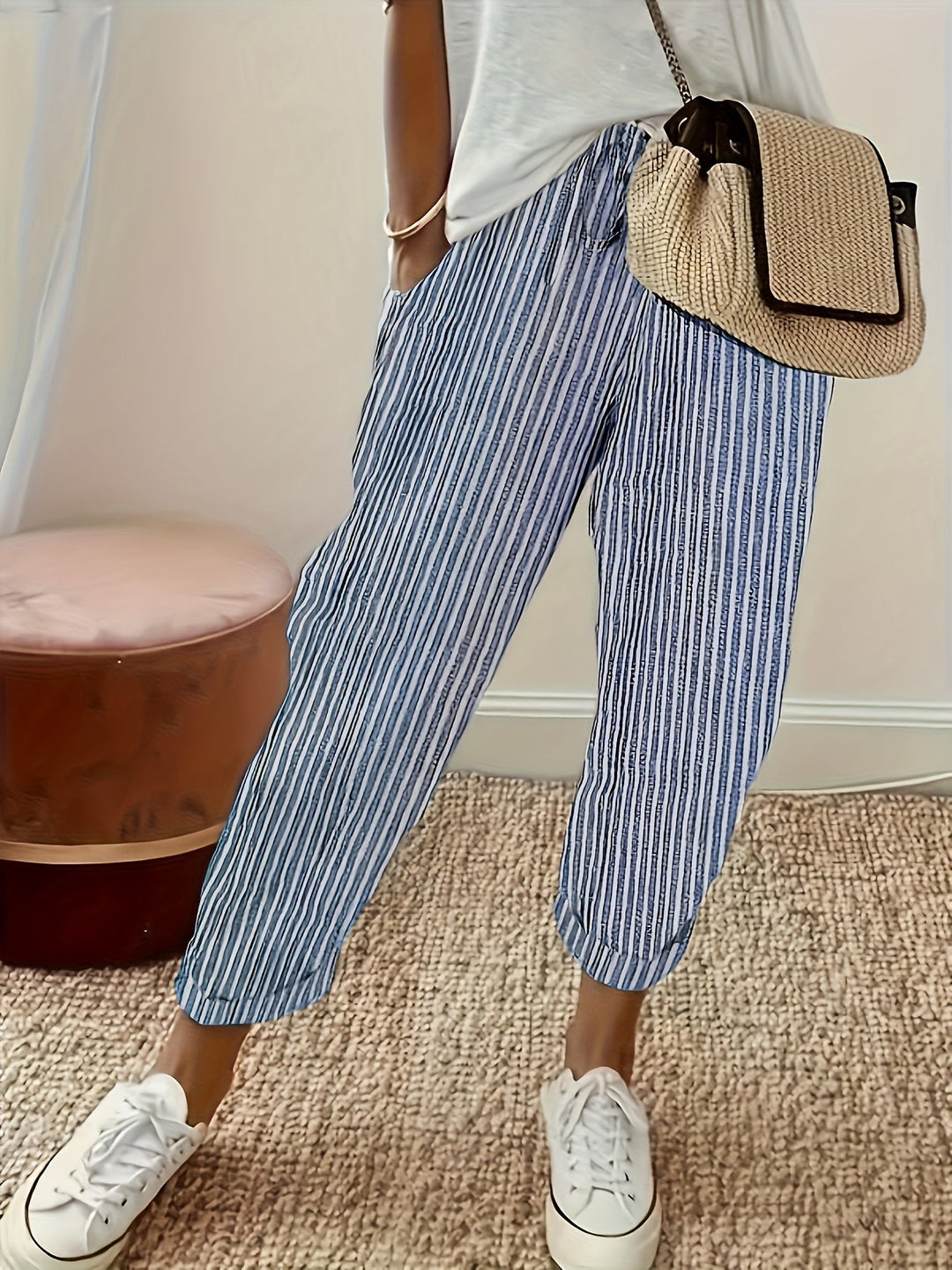 Sanna™ – Pantalons Amples avec Rayure Élégante
