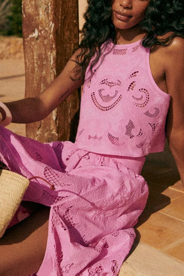 Lourena | Ensemble d'Été en Dentelle avec Jupe Taille Haute