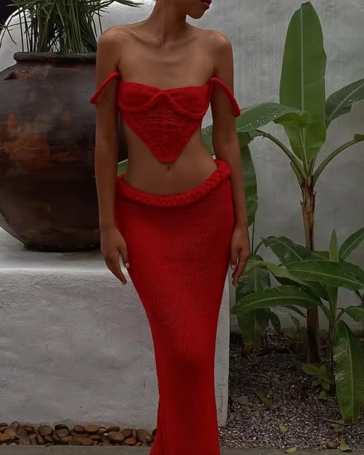 Leona : Ensemble Jupe Maxi Tricotée