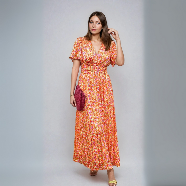 Pauline - Robe longue à motif floral