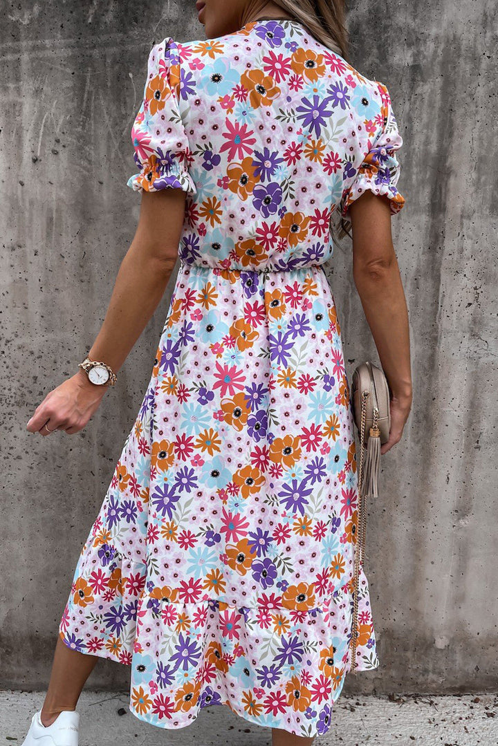 Georgia - Robe longue à fleurs et col en V