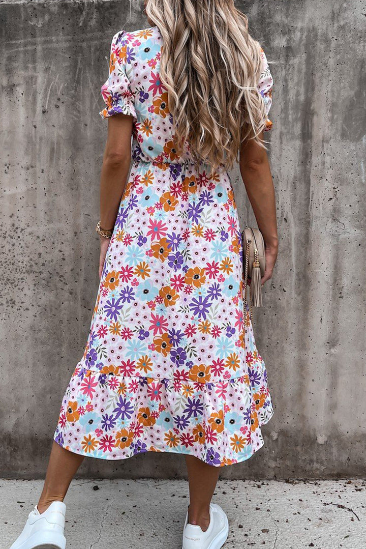 Georgia - Robe longue à fleurs et col en V