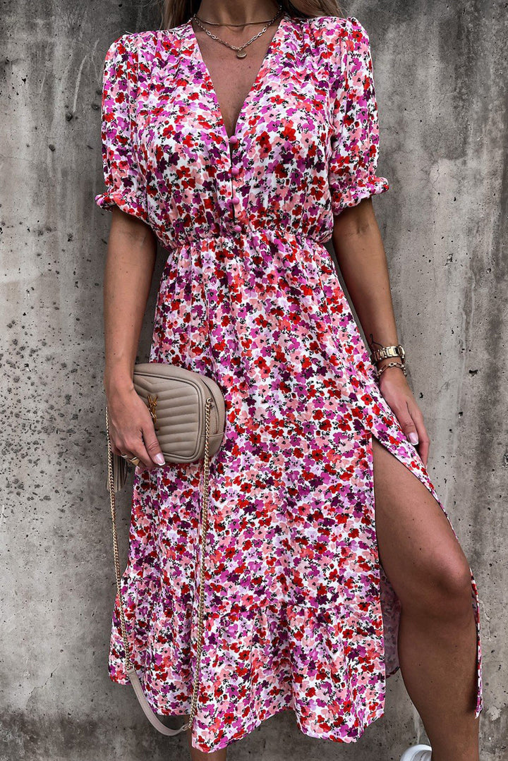 Georgia - Robe longue à fleurs et col en V