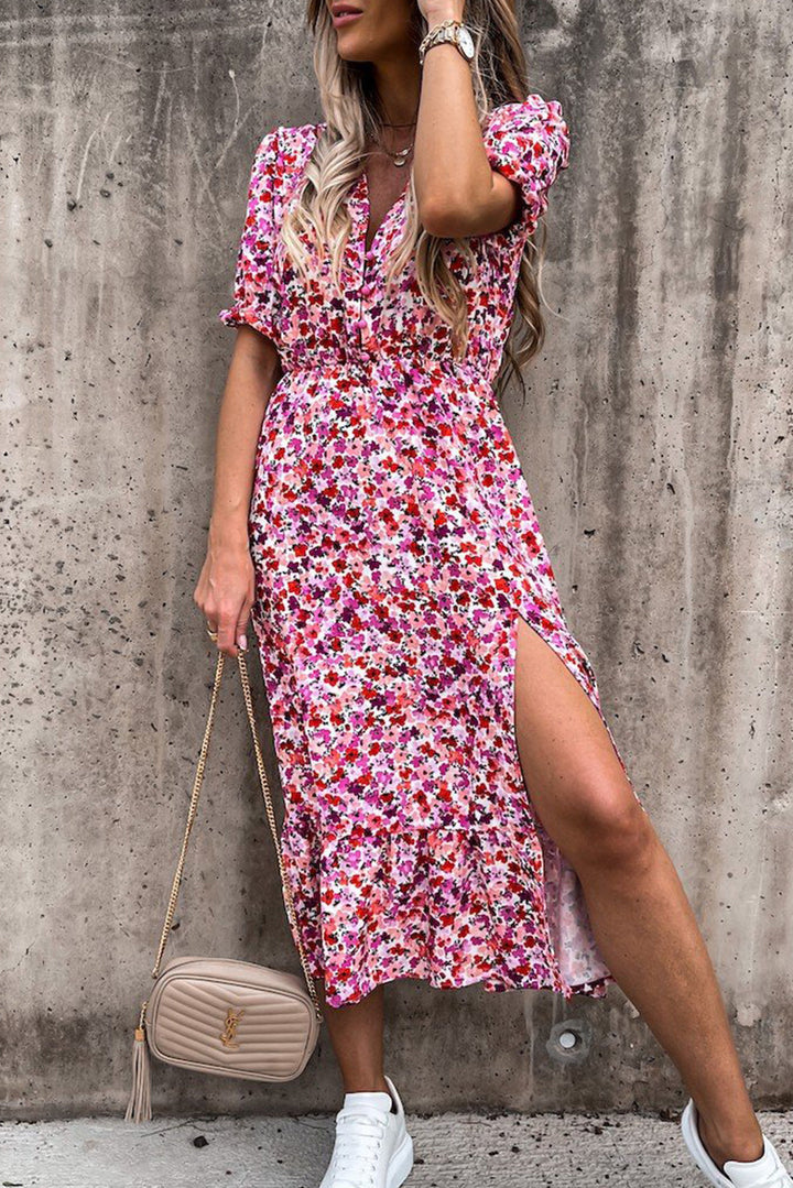Georgia - Robe longue à fleurs et col en V