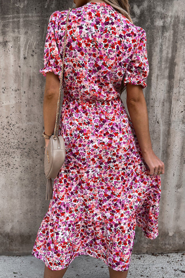 Georgia - Robe longue à fleurs et col en V