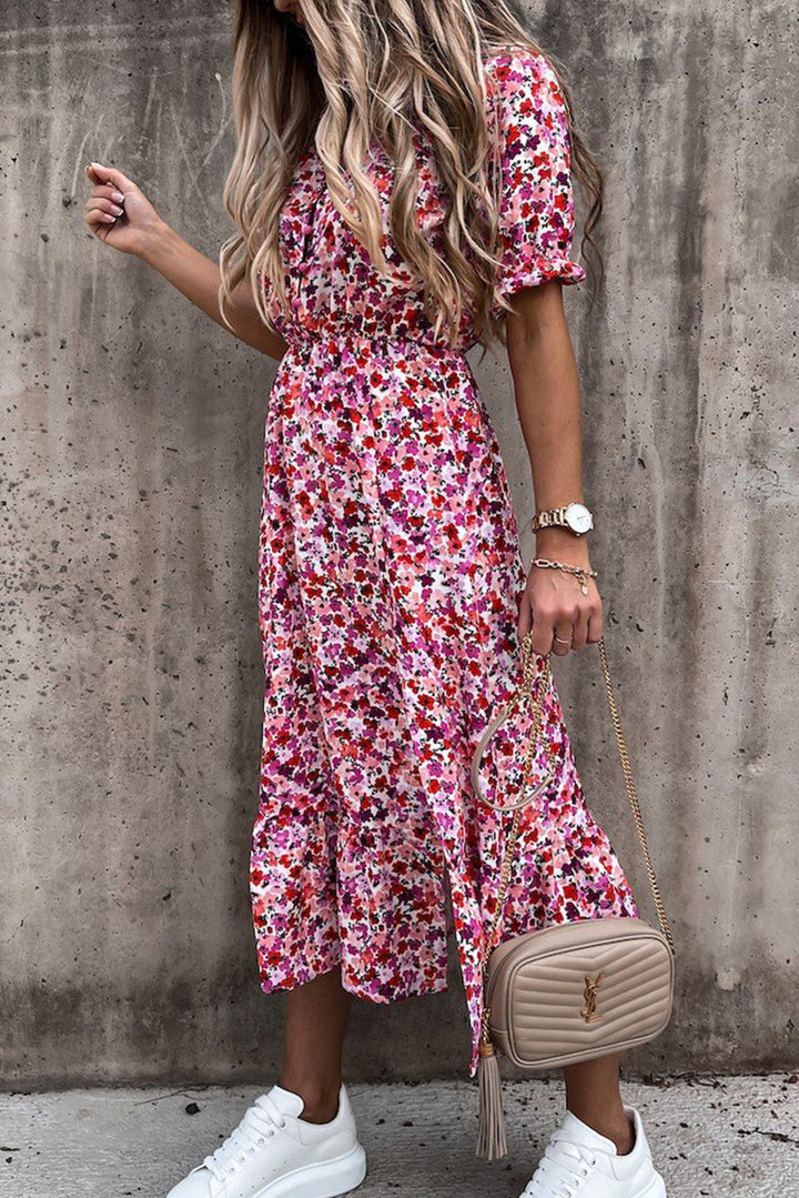 Georgia - Robe longue à fleurs et col en V