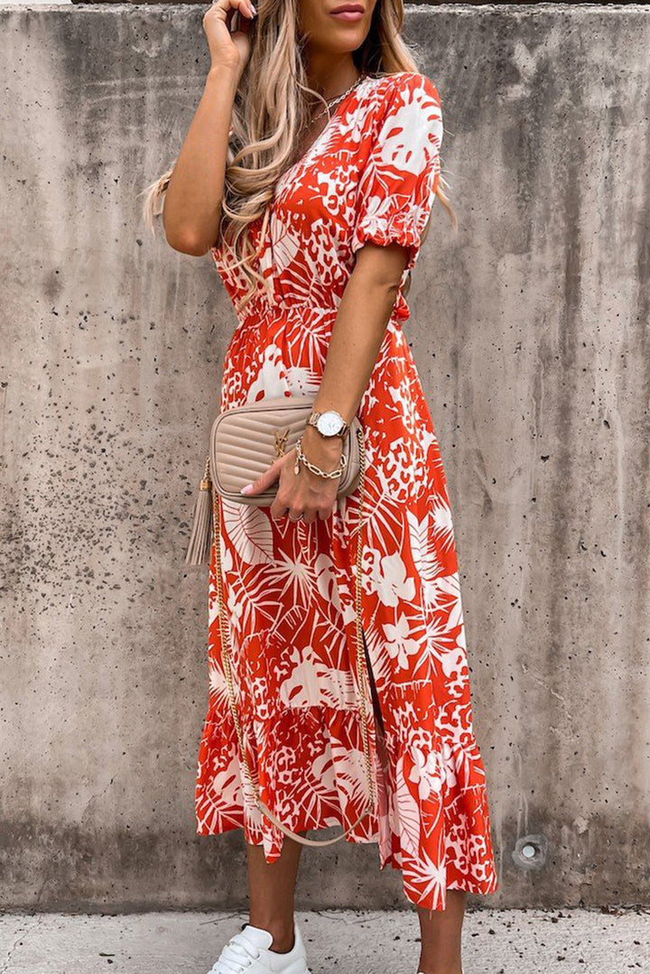 Georgia - Robe longue à fleurs et col en V