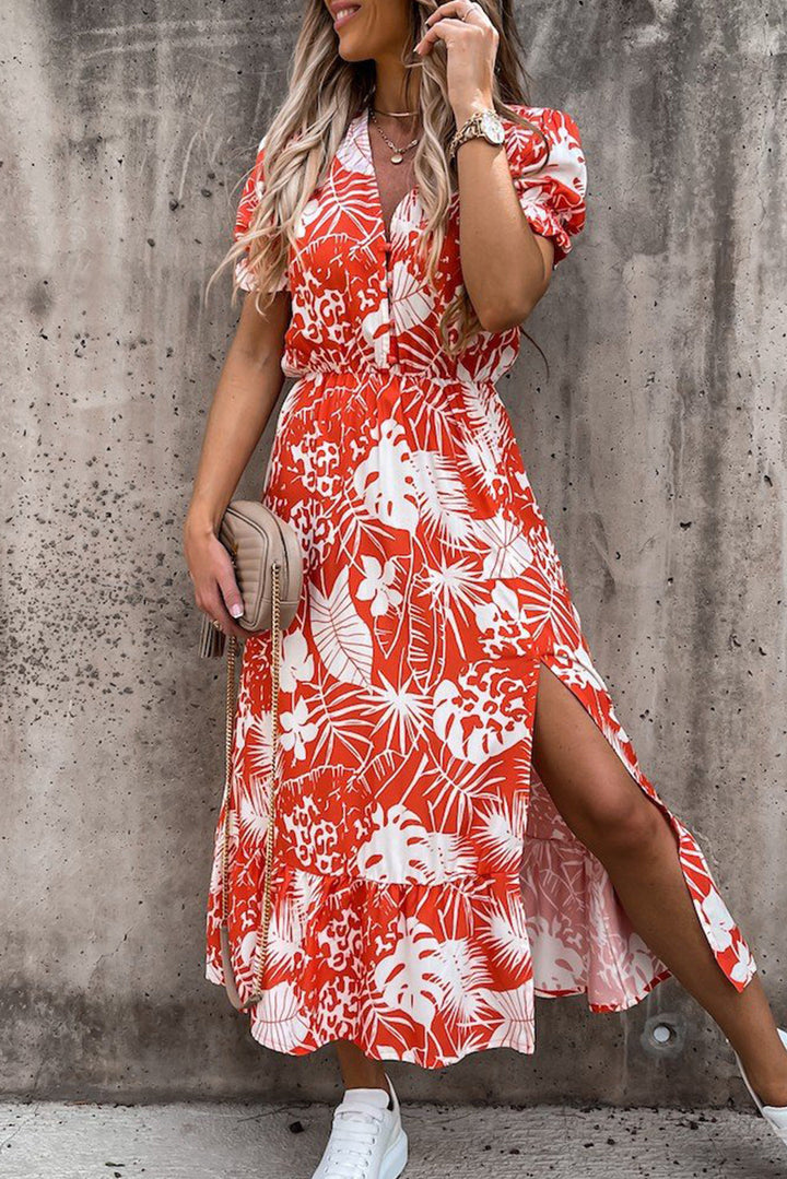 Georgia - Robe longue à fleurs et col en V