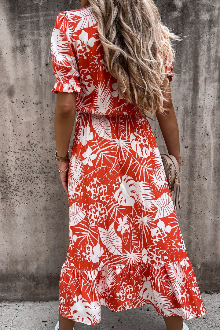 Georgia - Robe longue à fleurs et col en V