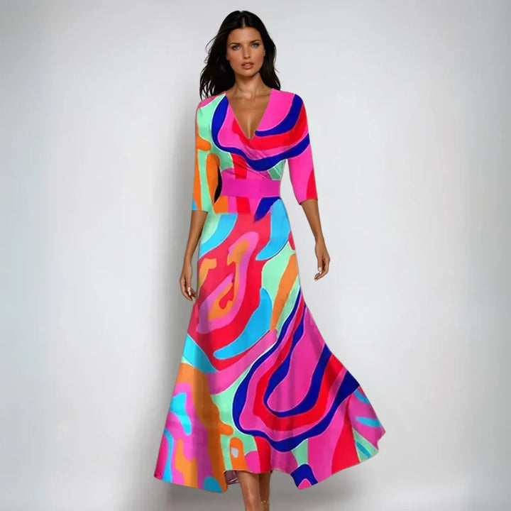 Allegra | Robe Longue Portefeuille avec Fleurs