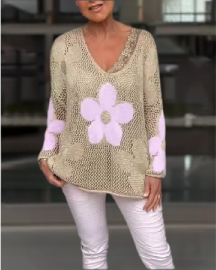 Fiorella – Top au Crochet avec Motifs Floraux