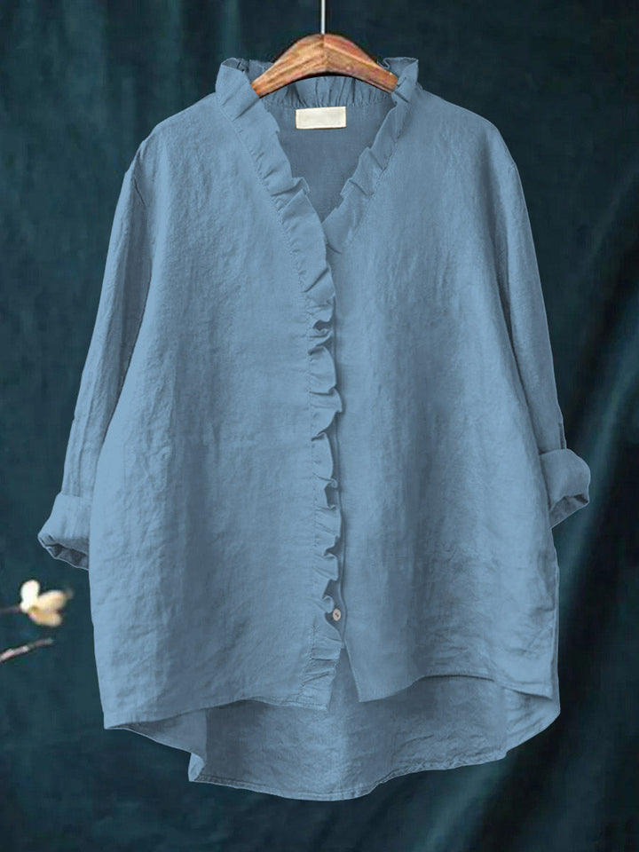 Florine | Blouse en Coton et Lin avec Volants