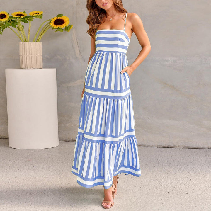 Marisol | Robe maxi rayée avec bretelles et poches