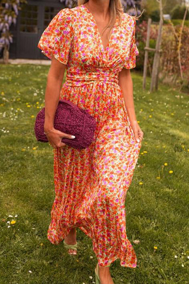 Pauline - Robe longue à motif floral