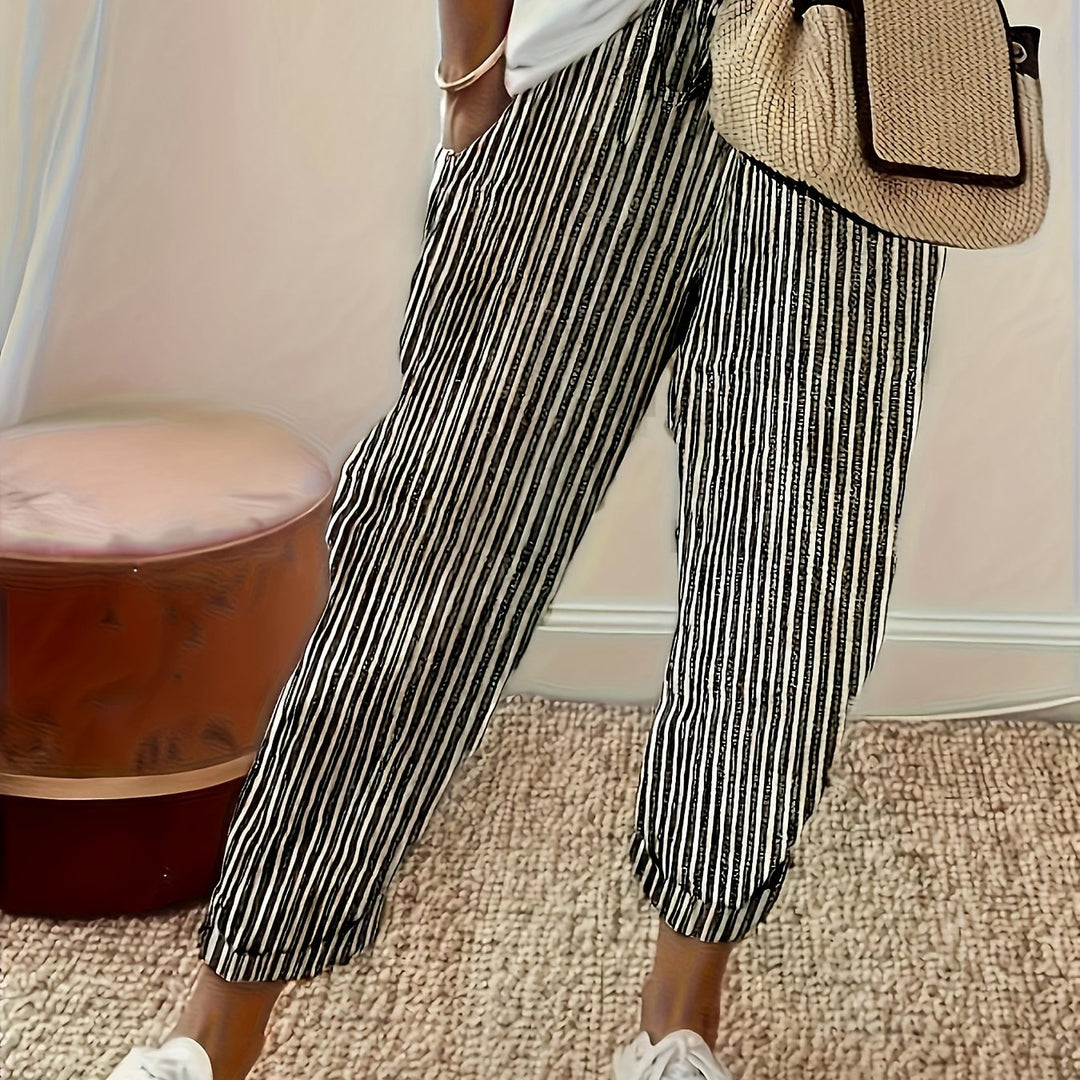 Sanna™ – Pantalons Amples avec Rayure Élégante
