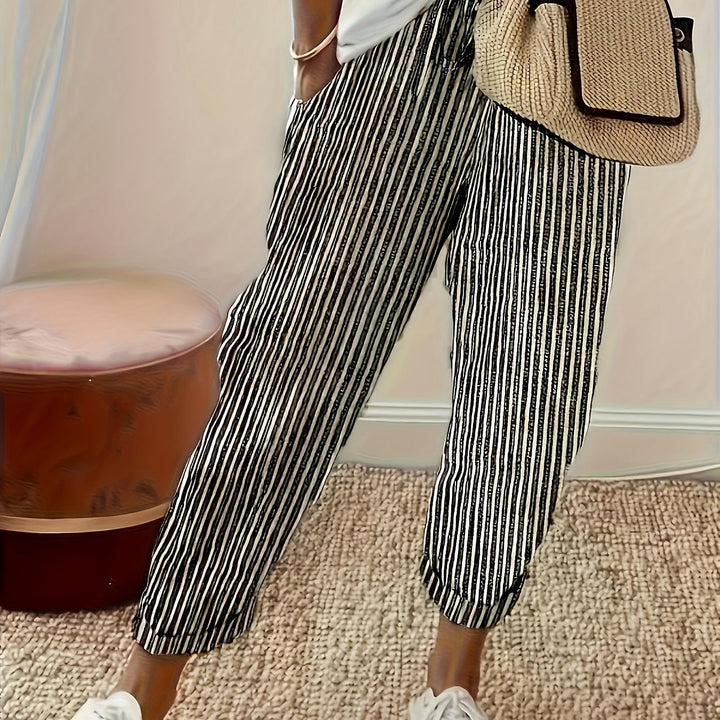 Sanna™ – Pantalons Amples avec Rayure Élégante