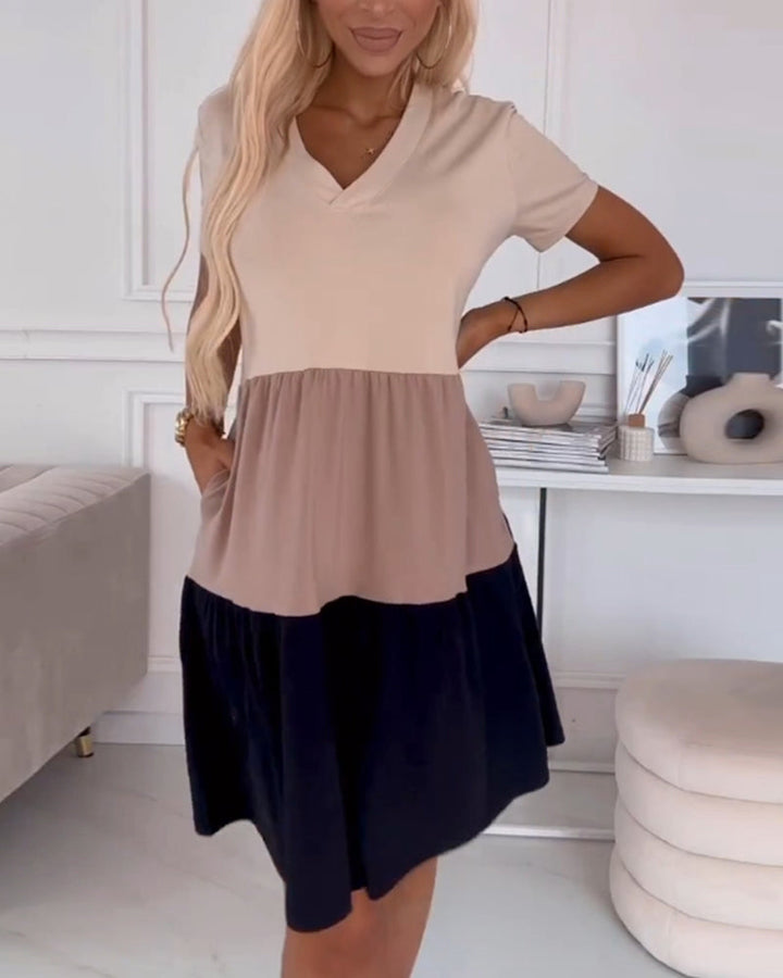 Alva | Robe décontractée à blocs de couleur avec manches courtes