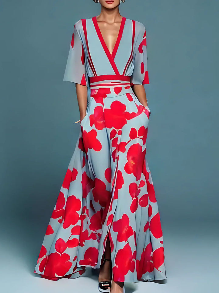 Laure | Robe Portefeuille Élégante Fleurie