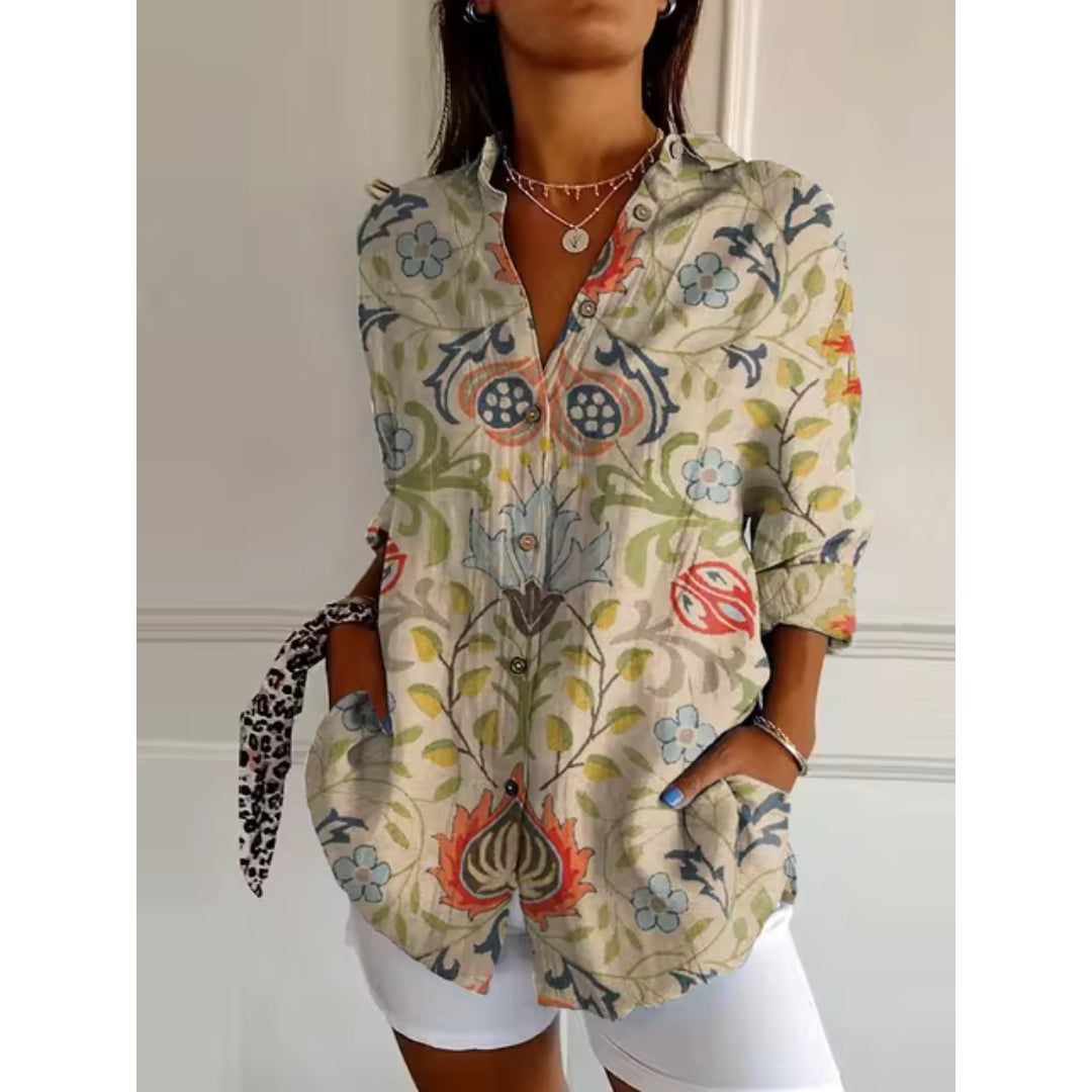 Nelly | Blouse Classique avec Imprimé Fleuri Élégant