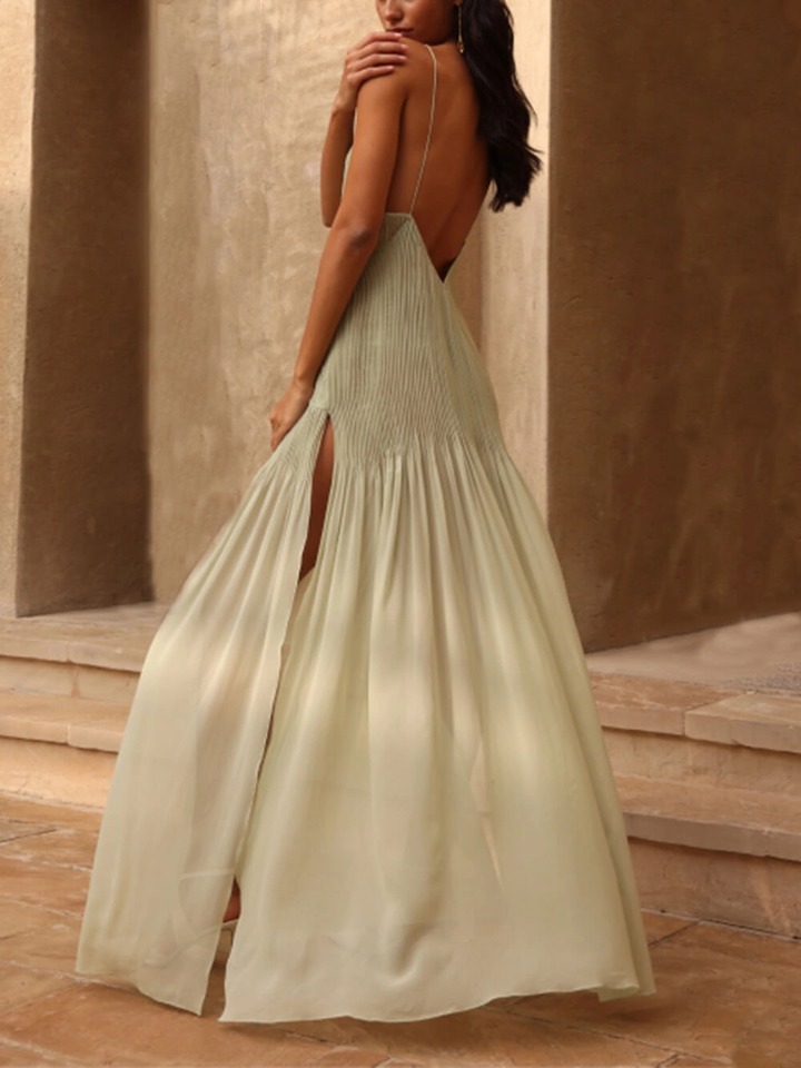 Sofia | Robe Longue Plissée avec Patchwork