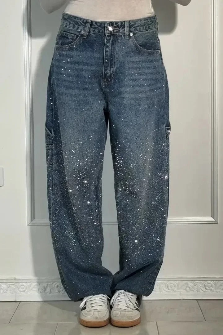 Solène | Pantalon Taille Haute à Jambes Larges avec Boutons Élégants