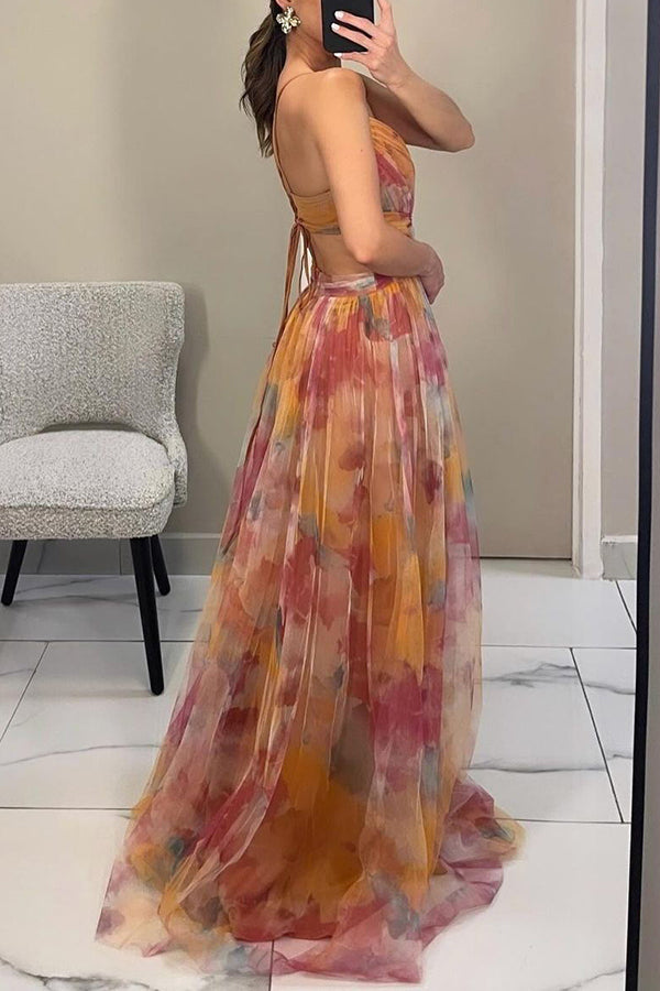 Eléna | Robe Longue Élégante à Imprimé Floral