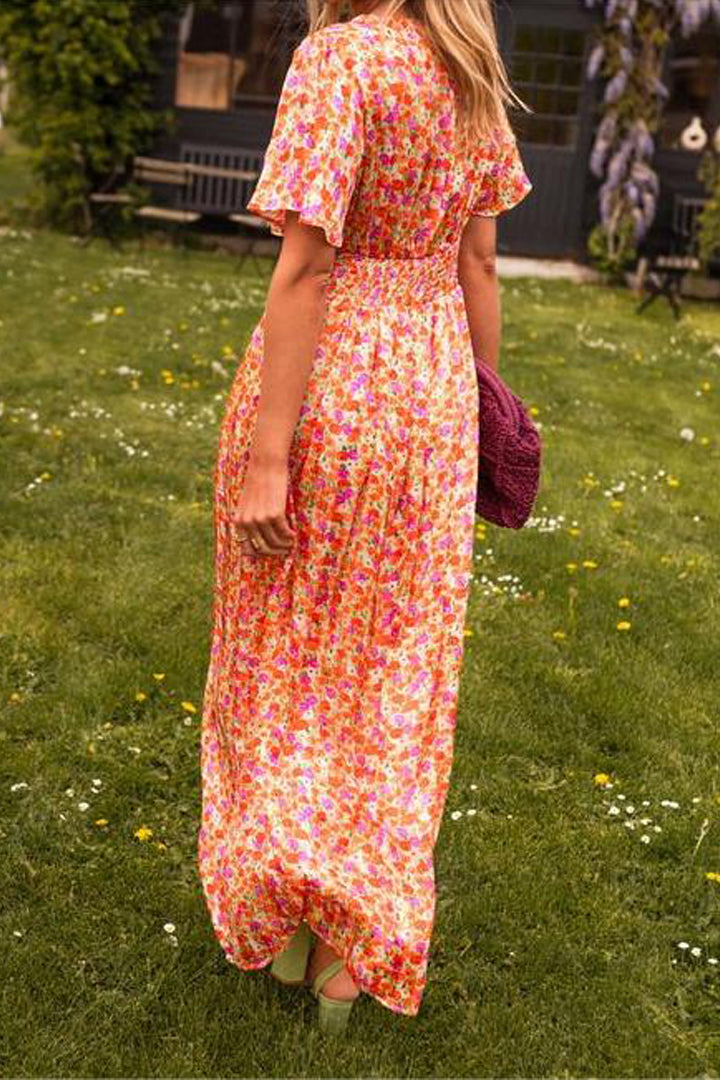 Pauline - Robe longue à motif floral