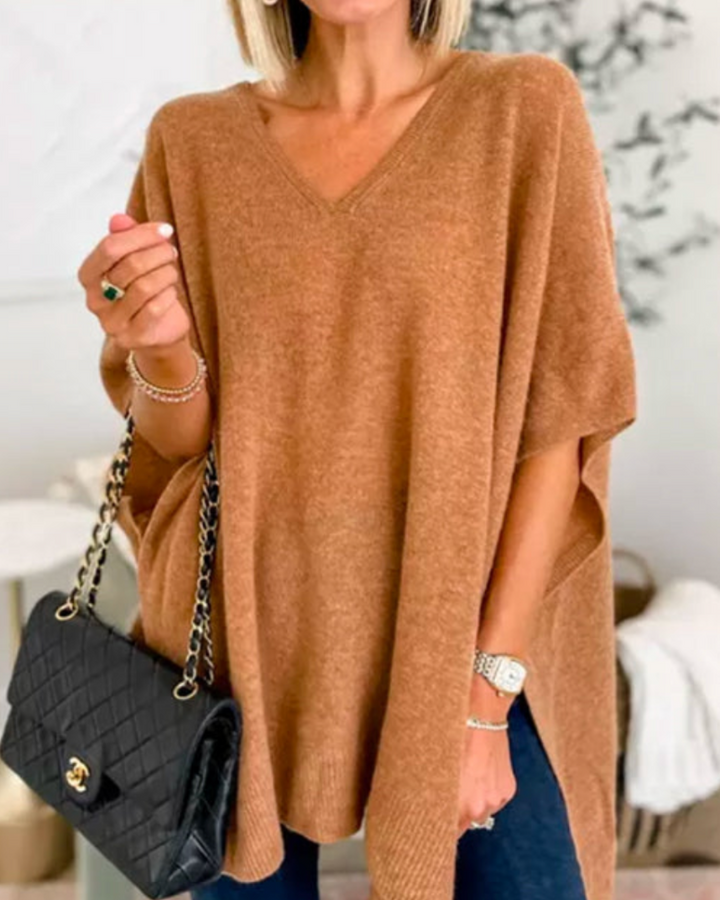 Erica | Poncho en maille avec décolleté en V et coupe confortable