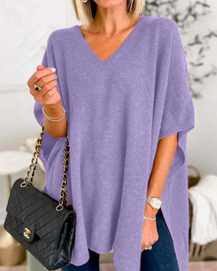 Erica | Poncho en maille avec décolleté en V et coupe confortable