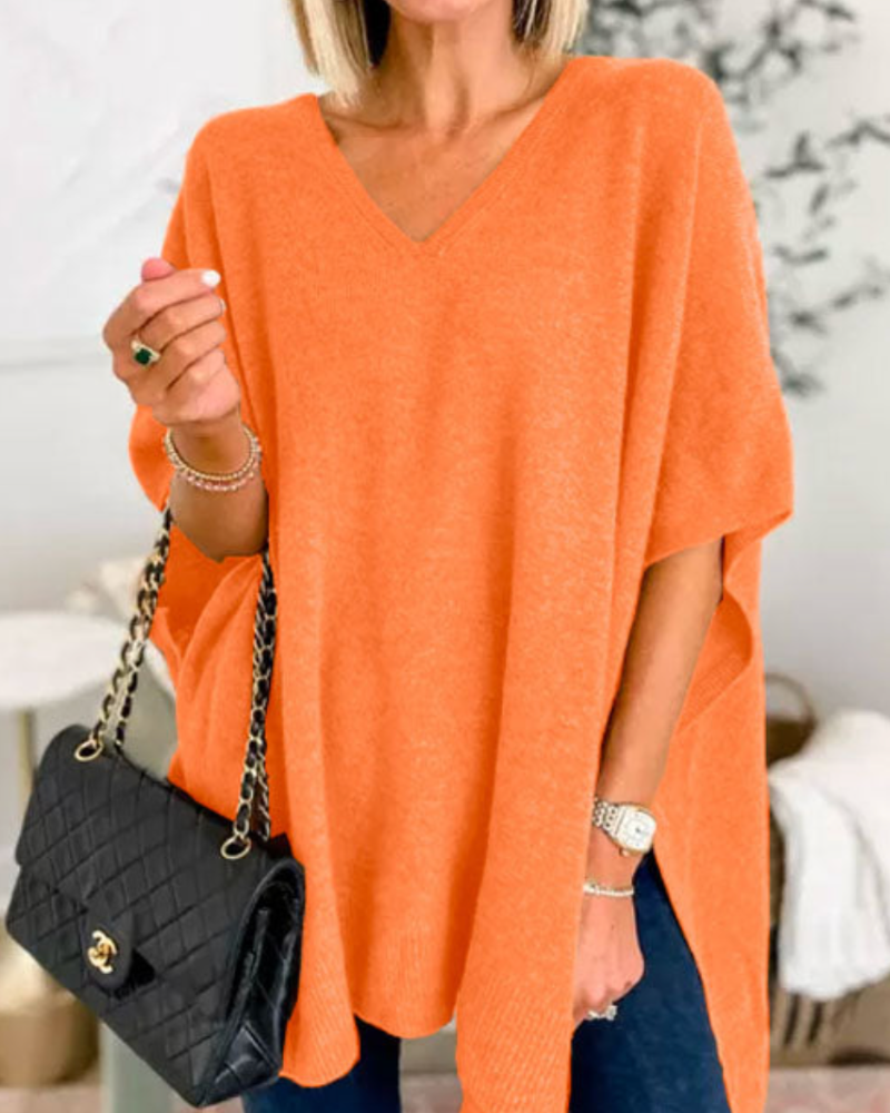 Erica | Poncho en maille avec décolleté en V et coupe confortable