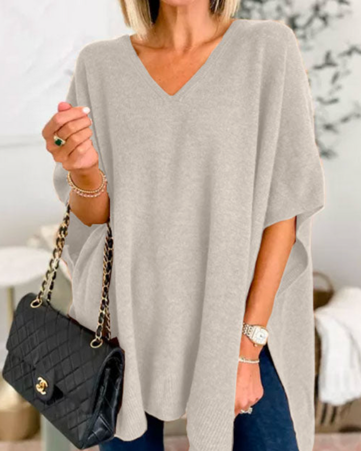 Erica | Poncho en maille avec décolleté en V et coupe confortable