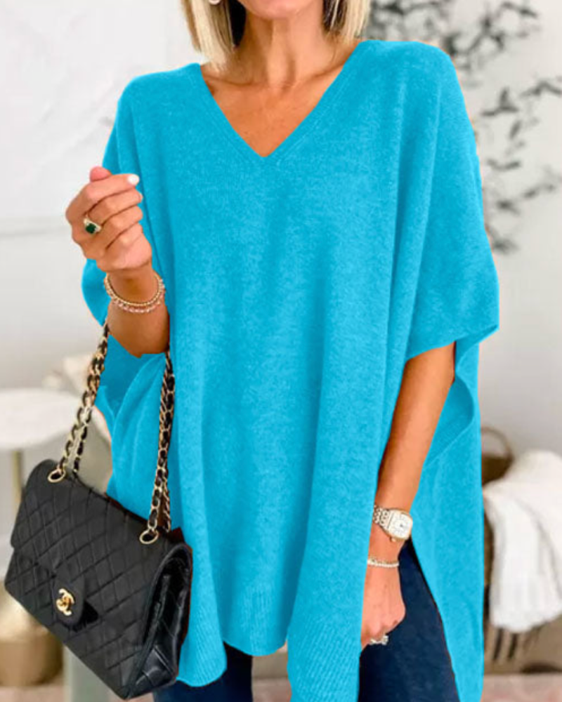 Erica | Poncho en maille avec décolleté en V et coupe confortable