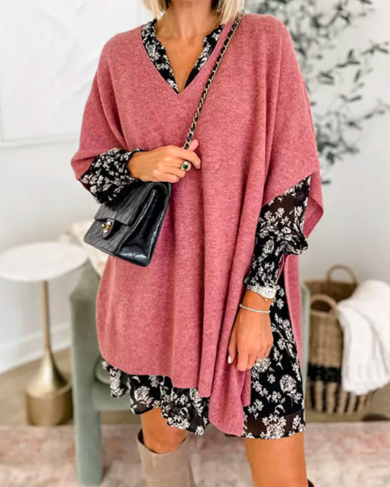 Erica | Poncho en maille avec décolleté en V et coupe confortable