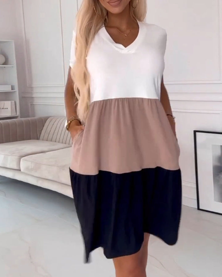 Alva | Robe décontractée à blocs de couleur avec manches courtes