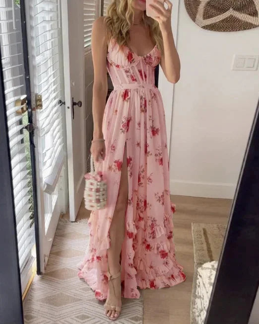 FLORÉA | Robe longue fleurie à décolleté flatteur
