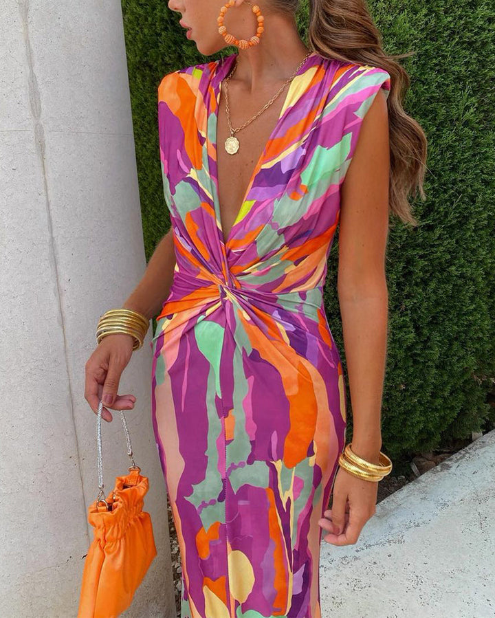 Élodie™ | Robe Longue Nouée Sans Manches