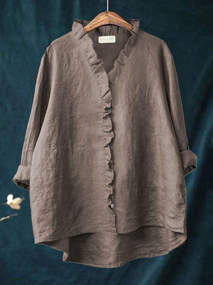 Florine | Blouse en Coton et Lin avec Volants