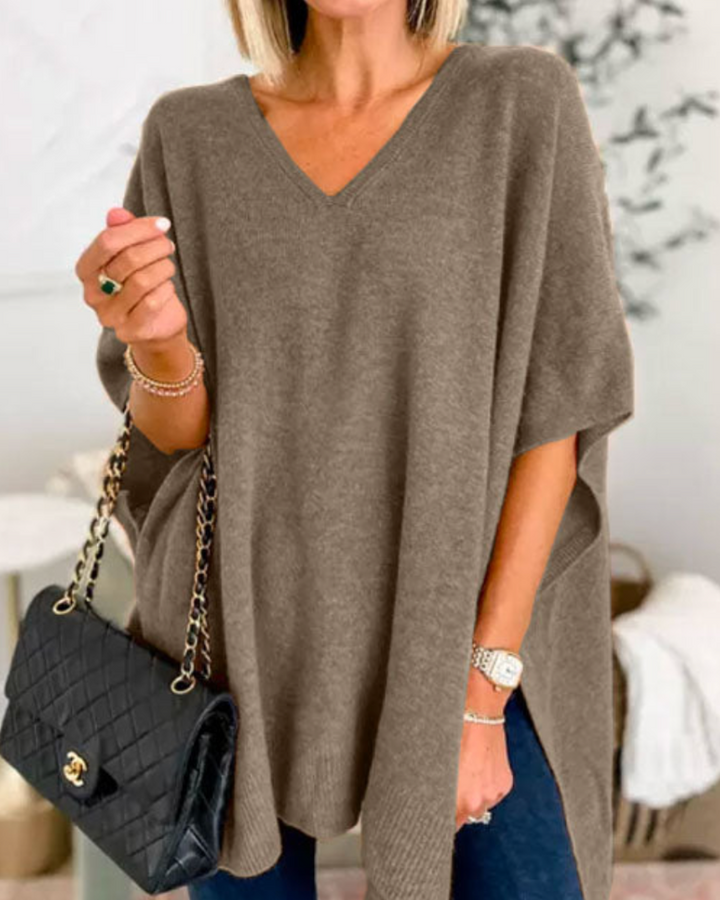 Erica | Poncho en maille avec décolleté en V et coupe confortable