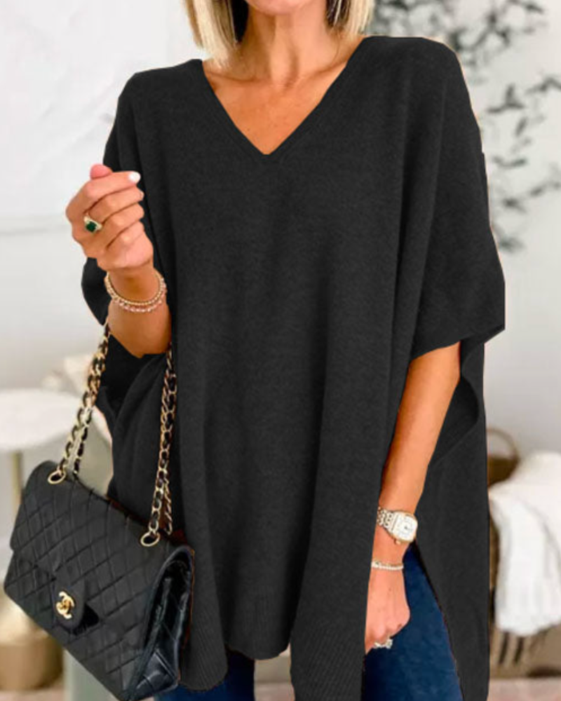 Erica | Poncho en maille avec décolleté en V et coupe confortable