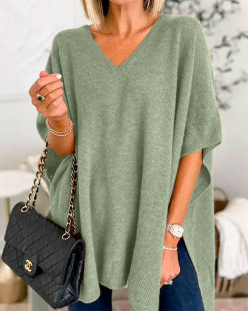 Erica | Poncho en maille avec décolleté en V et coupe confortable