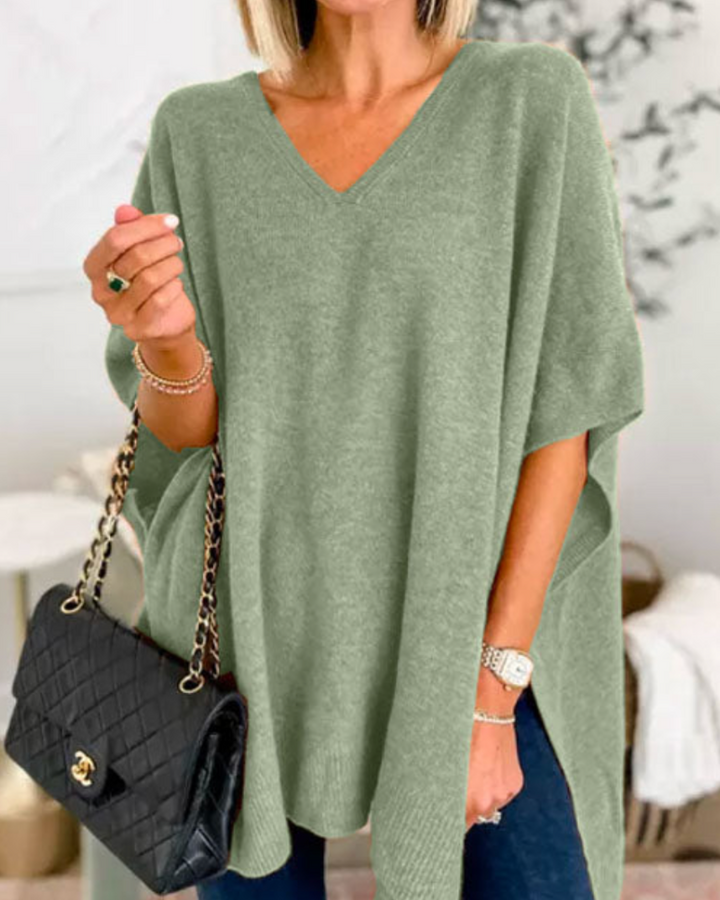 Erica | Poncho en maille avec décolleté en V et coupe confortable