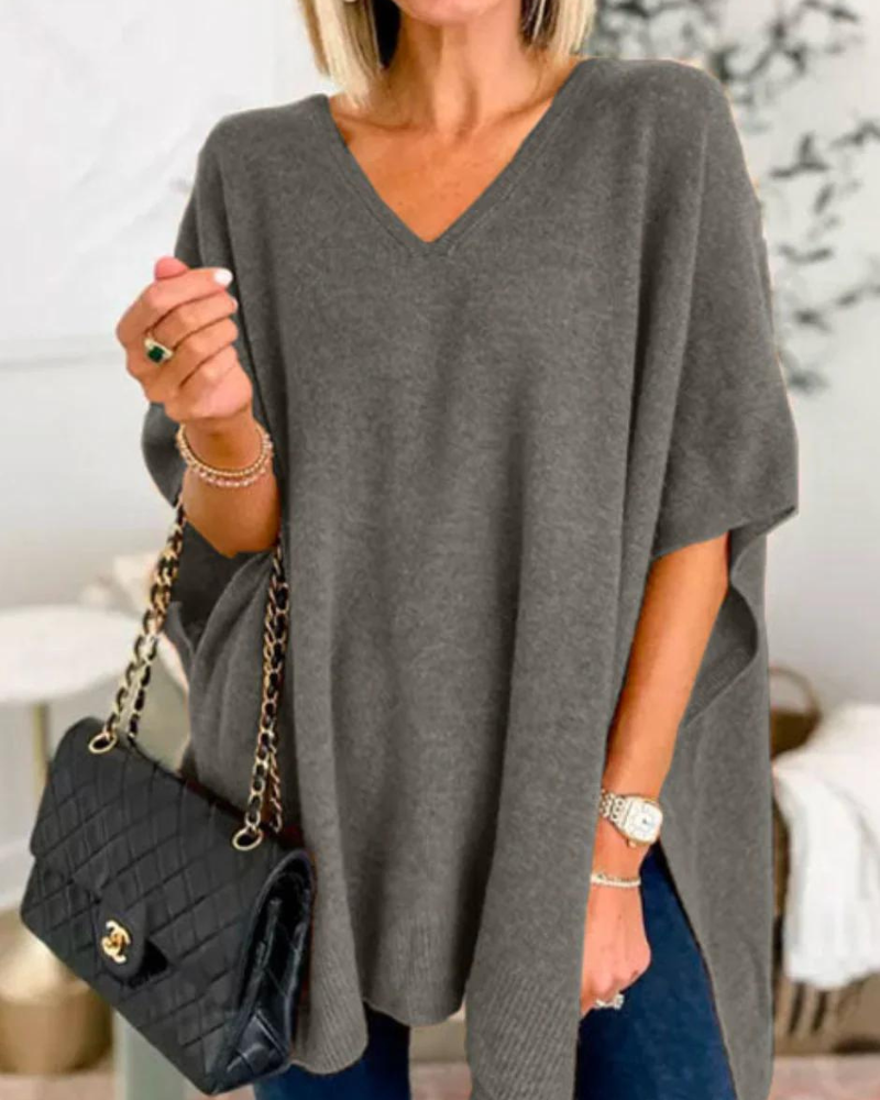 Erica | Poncho en maille avec décolleté en V et coupe confortable