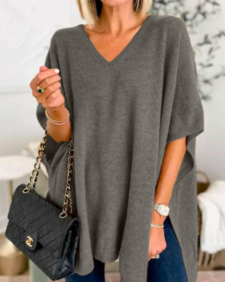 Erica | Poncho en maille avec décolleté en V et coupe confortable