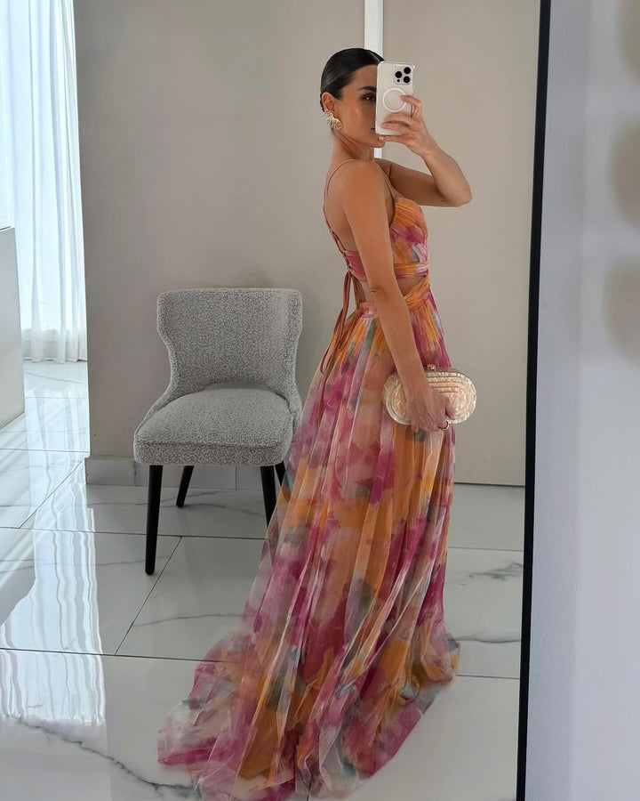 Eléna | Robe Longue Élégante à Imprimé Floral