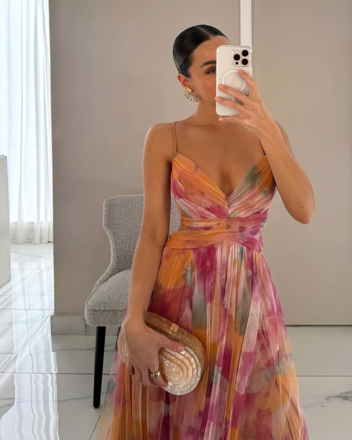 Eléna | Robe Longue Élégante à Imprimé Floral