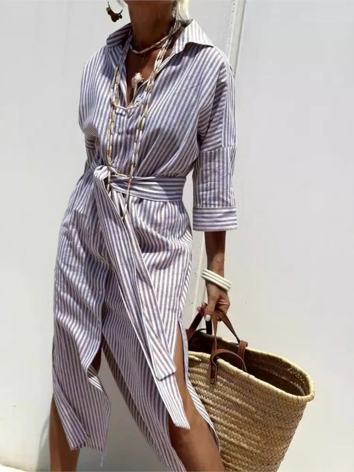 Géraldine | Robe rayée légère et stylée