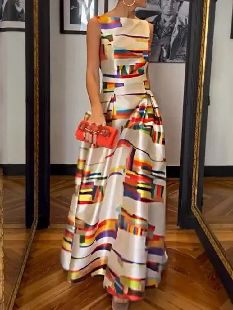 Isabeau | Robe Maxi à Imprimé Géométrique