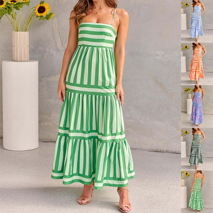 Marisol | Robe maxi rayée avec bretelles et poches