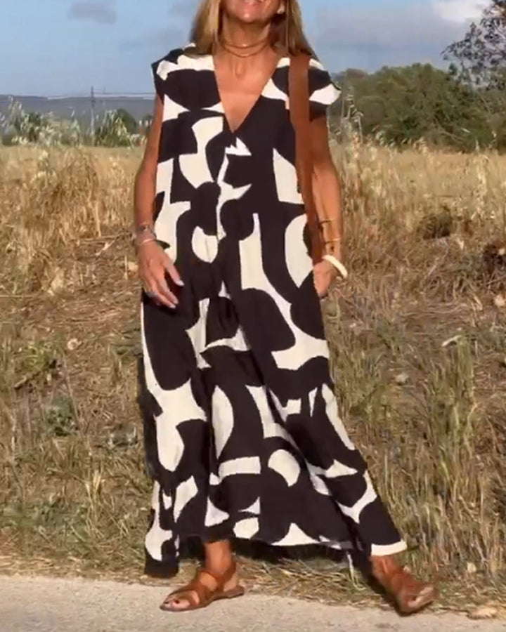 SITA - ROBE IMPRIMÉE AVEC COL EN V